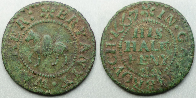 Gainsborough, Bryantt Walker 1667 halfpenny Gainsborough, Bryantt Walker 1667 halfpenny
